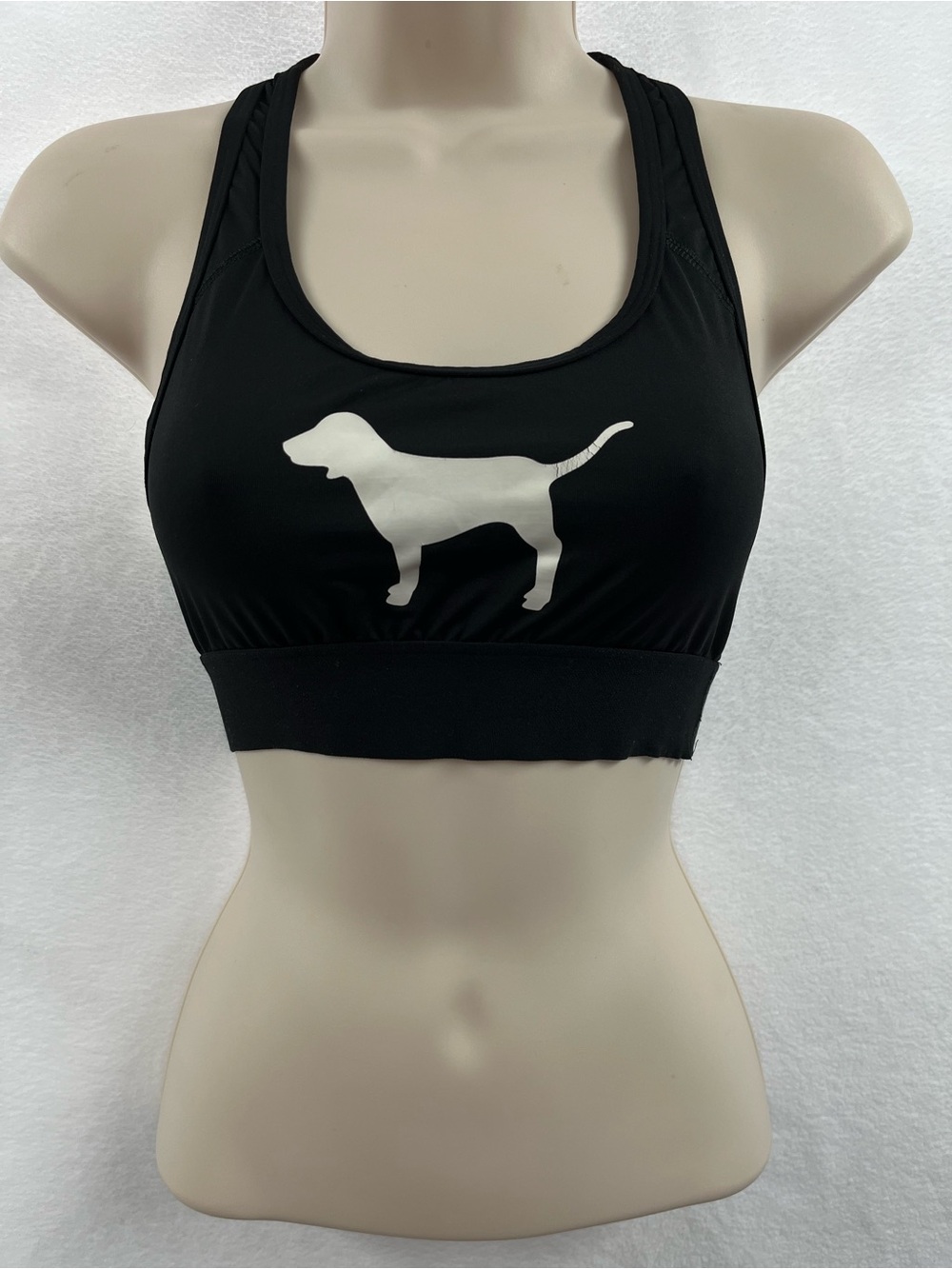 Victoria's Secret Black Sports Bra with White Dog Graphic